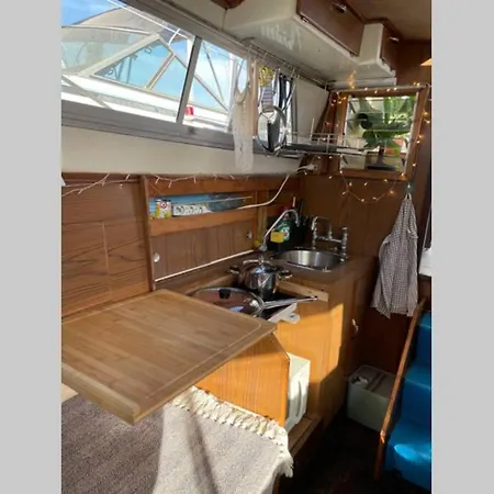 Beautiful 70s Vintage Yacht Boat In Barcelona Tekne Sant Adria de Besos